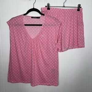Lauren Ralph Lauren Women’s Polka Dot Pajama Set Shorts Pink Size Medium